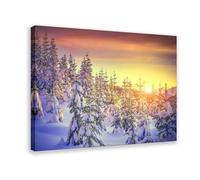 TIOQFJD Poster sur toile motif forêt hivernale coucher de soleil pour chambre à coucher, bureau, chambre, cadeau 40 x 60 cm