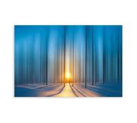 TIOQFJD Poster sur toile motif forêt hivernale lever du soleil pour chambre à coucher, bureau, chambre, cadeau 20 x 30 cm