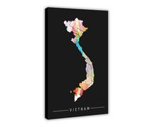 TIOQFJD Poster sur toile représentant une carte nationale du Vietnam - Décoration murale pour salon, chambre à coucher - 50 x 75 cm