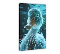 TIOQFJD Poster sur toile translucide motif canard futuriste (3) pour décoration de chambre à coucher, bureau, chambre, cadeau 60 x 90 cm