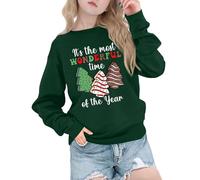 Tiorhooe Pull de Noël pour enfant, motif arbre de Noël, sweatshirt de Noël, à manches longues, 3-9 ans, 5-6 ans