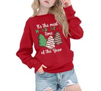 Tiorhooe Pull de Noël pour enfant, motif arbre de Noël, sweatshirt de Noël, à manches longues, 3-9 ans, 5-6 ans
