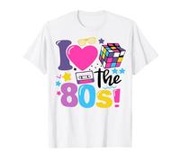 tiorhooe T-shirt rétro années 80 pour homme - T-shirt de fête rétro « Back to The 80's Shirts I Love 80s », Blanc1, S