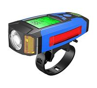 TIORU Cinq en Un Vélo Lumière USB Rechargeable Vélo Lumière avec Ordinateur De Vélo LCD Compteur De Vitesse Odomètre Imperméable À l'eau Cinq Modes Klaxon Vélo Lumière,Bleu