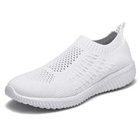 TIOSEBON Femme Chaussures de Sport Marche Sneakers Loisir Confortables en Maille Respirante, Chaussures Professionnelles 38 UE Tout Blanc