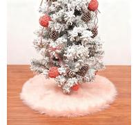 tiosggd Mini jupe de sapin en fausse fourrure rose pâle pour la Saint-Valentin, décoration de Noël fine pour sapin de table, tapis d'arbre en fourrure sucrée, décoration de fête de mariage et de