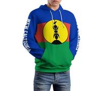 TIOYREVENO Sweat à Capuche Fantaisie pour Homme avec Imprimé Drapeau De La Nouvelle-Calédonie en 3D, Sweat-Shirt à Capuche à Manches Longues avec Poche, Fabriqué en Polyester, Haut Unisexe Doux