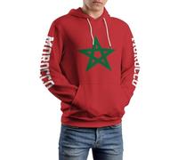 TIOYREVENO Sweats à Capuche pour Hommes avec Impression 3D du Drapeau du Maroc, Sweats à Capuche Unisexes, Tenue Décontractée d'automne Et d'hiver avec Poche, Haut Doux Et Confortable pour Adulte