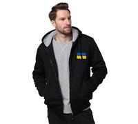 TIOYREVENO Sweatshirt Décontracté À Fermeture Éclair pour Homme À Capuche avec Drapeau De L'Ukraine Et Poches Vêtement De Sport avec Cordon De Serrage Veste Polaire Sherpa Épaisse Imprimée