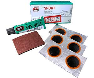 Tip Top - Nécessaire Réparation Vélo Course Modèle Tt04- Composition : 4 Pièces Diamètre 20Mm - 1 Pièce 50X25Mm - 1 Tube De Colle Vulcanisant 2,8G - 1 Papier Émeri - Noir