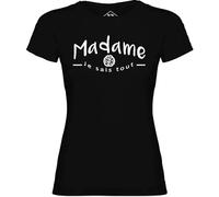 Tip Top Tshirt T-Shirt Femme Madame Je Sais Tout - Noir Impression Blanche L