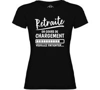 Tip Top Tshirt T-Shirt Femme Retraite en Cours de Chargement - Noir Impression Blanche XL