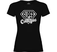 Tip Top Tshirt T-Shirt Femme Super collègue - Noir Impression Blanche L