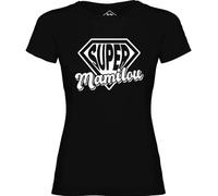 Tip Top Tshirt T-Shirt Femme Super Mamilou - Noir Impression Blanche L