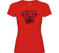 Tip Top Tshirt T-Shirt Femme Super Tata TSC-012 - Rouge Impression Noire M