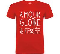 Tip Top Tshirt T-Shirt Homme Amour Gloire et fessée - Rouge Impression Blanche M