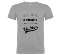 Tip Top Tshirt T-Shirt Homme Je ne suis Pas Vieux mais Juste Vintage - Gris Impression Noire XL