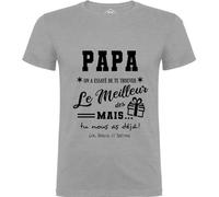 Tip Top Tshirt T-Shirt Homme Papa, on a essayé de Te trouver Le Meilleur des Cadeaux - Gris Impression Noire L