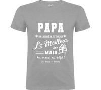 Tip Top Tshirt T-Shirt Homme Papa, on a essayé de Te trouver Le Meilleur des Cadeaux - Gris Impression Blanche S