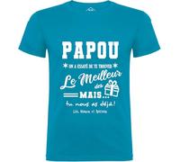 Tip Top Tshirt T-Shirt Homme Papou, on a essayé de Te trouver Le Meilleur des Cadeaux - Bleu Impression Blanche XXL
