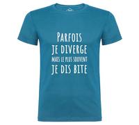 Tip Top Tshirt T-Shirt Homme Parfois Je diverge - Bleu Impression Blanche M
