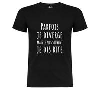 Tip Top Tshirt T-Shirt Homme Parfois Je diverge - Noir Impression Blanche M