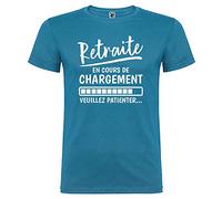Tip Top Tshirt T-Shirt Homme Retraite en Cours de Chargement - Bleu Impression Blanche L