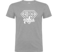 Tip Top Tshirt T-Shirt Homme Super Papa - Gris Impression Blanche L