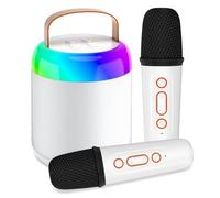 Tipao Micro Karaoke Enfants avec 2 Micro sans Fil, Micro Karaoke sans Fil Portables pour Filles avec Lumières De Fête LED Jouet Filles, Cadeau Anniversaire pour Enfants De 14 à 18 Ans (White)