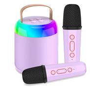 Tipao Micro Karaoke Enfants avec 2 Micro sans Fil, Micro Karaoke sans Fil Portables pour Filles avec Lumières De Fête LED Jouet Filles, Cadeau Anniversaire pour Enfants De 3 à 18 Ans (Purple)