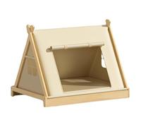 Tipi en Bois pour Animaux De Compagnie - Tente Confortable, Respirante Et Élégante pour Chiens Et Chats, Coussin Amovible, Idéale pour Jouer À L'intérieur Et À L'extérieur, Design Moderne