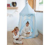 Flamingueo Tipi Enfant - Tente Enfant Interieur - Tapis Rembourré - Motif Rayé - Polyester - pour Intérieur - Sac de Transport Inclus - Bleu