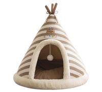 Tipi entouré en peluche douce, nid de couchage pour chaton, maison pour animaux de compagnie pour l'intérieur, tente chaude pour chat avec design coussin confortable | Lit de grotte en peluche pour
