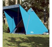 Tipi Family Tent, pour 6 personnes, bleu, en polyester 185T imperméable avec revêtement PU, 408 x 350 x 240 cm, abri de camping d'extérieur avec port électronique, design léger portable pour une