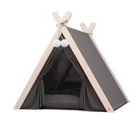Tipi pour animal domestique intérieur/extérieur en toile de coton gris avec coussin 61 cm