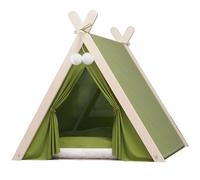 Tipi pour animal domestique intérieur/extérieur en toile de coton gris avec coussin 61 cm