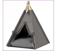 Tipi pour Animaux PawHut - Kissen Lavable, Sol Antidérapant &amp Ballon de Jeu - Gris
