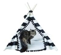 Tipi pour chats chiens et lapins à rayures noires et blanches small