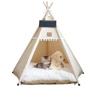 Tipi pour Chien et Chat Tentes de tipi Portables pour Animaux de Compagnie avec Coussin et Petit Tableau 24 Pouces Haut Niche d'intérieur Lavable pour Chiot Lit Doux pour Animaux Moins