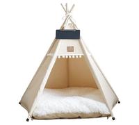 Tipi pour Chien et Chat Tentes de tipi Portables pour Animaux de Compagnie avec Coussin et Petit Tableau 28 Pouces Haut