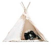 Tipi pour chien & grande tente pour chat avec pompons ecru