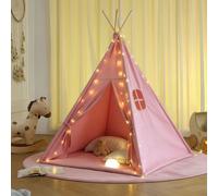 Tipi pour enfant avec tapis et guirlandes coton polyester - rose
