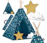 Nukido Tente tipi pour enfants avec lumières – bleu