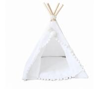 Tipi pour lapin panier pour lapin avec pompons blanc