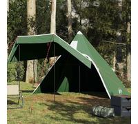Tipi Tente de camping pour 5 personnes, verte, imperméable, coupe-vent avec revêtement PU, barres pour auvent, piquets et haubans, pliable et portable