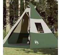 Tipi Tente de camping pour 7 personnes, verte, imperméable, 350 x 350 x 233 cm, polyester 185T robuste avec revêtement en polyuréthane, pour les aventures en plein air, le camping en famille, le