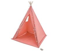 Tipi - Tente de jeu pour enfant - En coton et lin - Avec tapis doux et guirlande lumineuse - 1,4 m de haut - Pliable - Pour l'intérieur et l'extérieur - Rose