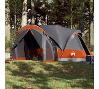 Tipi Tente familiale pour 8 personnes Gris Orange Imperméable Coupe-vent Tente de camping avec connexion E Montage facile Léger Portable pour les aventures en plein air