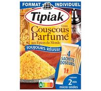 TIPIAK - Couscous Aromatique Prêt à l’Emploi, Saveur Authentique et Texture Légère (4 x 65g) - Lot de 4 - vendu par Lot