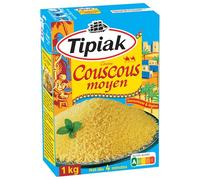 TIPIAK - Couscous Grain Moyen Savoureux, Texture Légèrement Aérée pour Recettes Authentiques (Boîte 1kg) - Le lot de 4